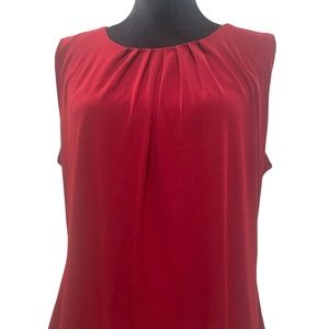 Calvin Klein Red Top Pleated Crewneck Sleeveless Cami Size XL
